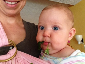 Love Baby Led Weaning!  Eating Chewing on some raw oregano from our garden.